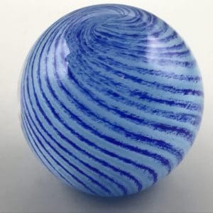 Cased Blue Murano Art Glass Paperweight with Swirling Ribbon Design