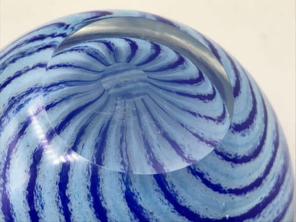 Cased Blue Murano Art Glass Paperweight with Swirling Ribbon Design - Image 4