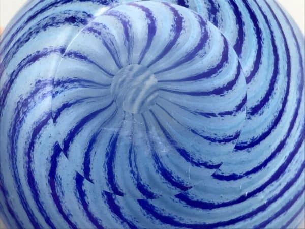 Cased Blue Murano Art Glass Paperweight with Swirling Ribbon Design - Image 5