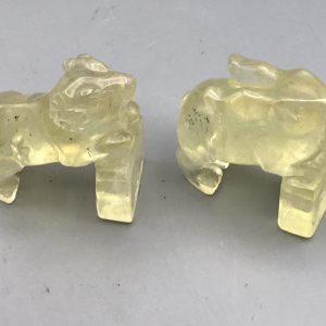 Yellow Crystal Rabbit & Ram Statues – Zodiac Pair by Master Sung