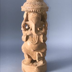 Hand-Carved Indian Ganesha Statue – 6” Sandalwood-Tone Figure