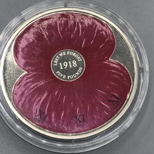 Proof £5 Coin – 2008 Jersey “Lest We Forget” Poppy Design – Elizabeth II Commemorative