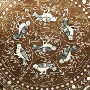 Antique Anglo-Indian Side Table with Bird Inlay in Shell & Pearl