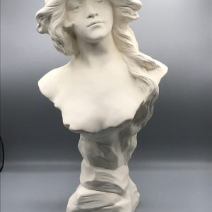 Art Nouveau Pre-Raphaelite Style Plaster Bust of a Lady with Flowing Hair