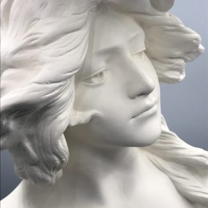 Art Nouveau Pre-Raphaelite Style Plaster Bust of a Lady with Flowing Hair