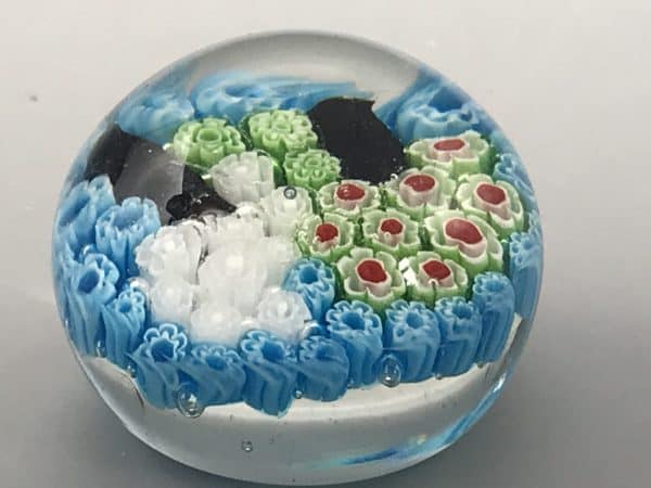 Vintage Chinese Millefiori Glass Paperweight – Colorful Floral Canes, 2.25" - Image 2