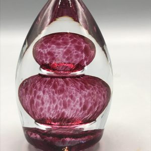 Wedgwood Art Glass Paperweight – Pink & Clear Swirl, Signed