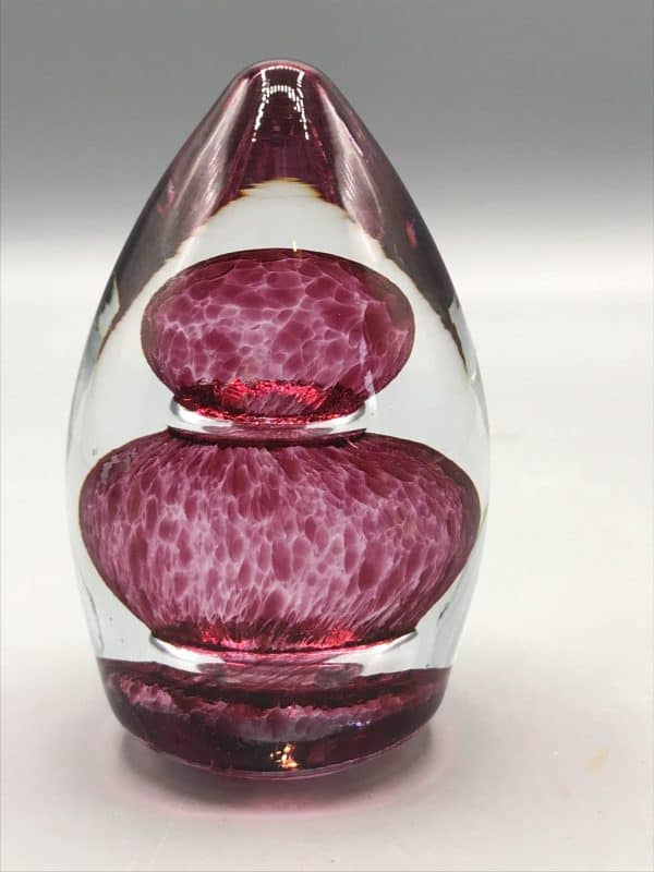 Wedgwood Art Glass Paperweight – Pink & Clear Swirl, Signed