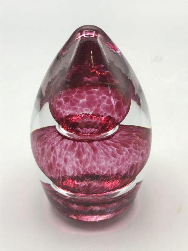 Wedgwood Art Glass Paperweight – Pink & Clear Swirl, Signed - Image 3