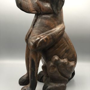 Antique Carved Wood Bulldog Statue – Early 20th Century Folk Art
