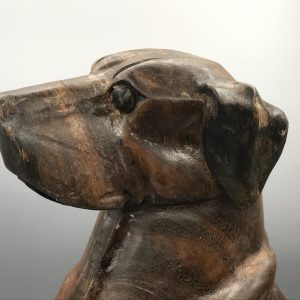 Antique Carved Wood Bulldog Statue – Early 20th Century Folk Art