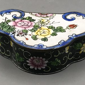 Vintage Chinese Painted Enamel Trinket Box – Floral Motif, 20th Century