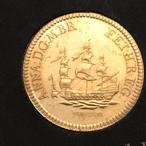 Solid 9ct Gold Queen Anne Touch Piece Replica – Johnson Matthey 1974 – St Michael & Ship