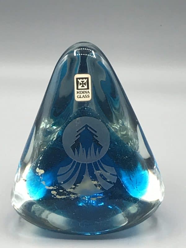 Mdina Glass Paperweight – Large Hand-Blown Maltese Triangular Dump