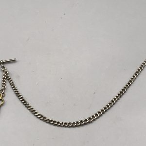 Antique Sterling Silver Albert Watch Chain with Watch Key Dropper