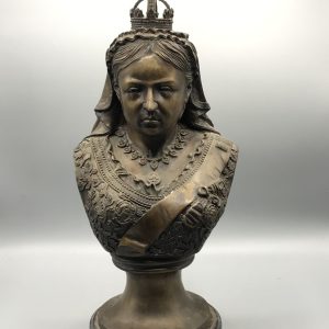 Bronze Bust of Queen Victoria on Marble Plinth – 19th Century Style