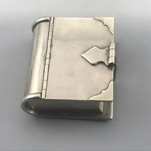 Silver Plate Snuff Box – Antique Bible Form with Welsh Strap Clasp