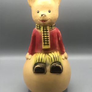 Vintage Composite Rupert Bear Wobble Toy – Musical Bell Sound – 20th Century Character Collectible