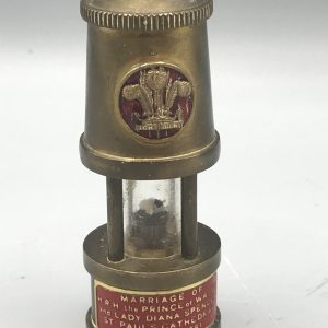 Brass Miniature Miner’s Lamp – 1981 Royal Wedding Souvenir, Prince of Wales & Lady Diana