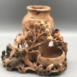 Chinese Carved Soapstone Sculpture with Bird Motif