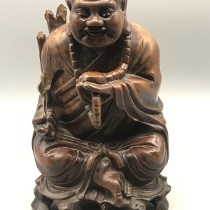 Antique Chinese Hardwood Carved Figure of Budai – Laughing Buddha Statue