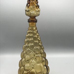 Amber Glass Genie Bottle – Mid-Century Empoli Italy Bubble Design
