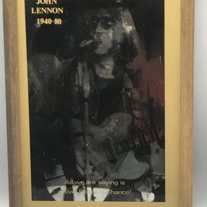 Glass Framed Memorial Mirror – 1980s John Lennon Tribute with Guitar
