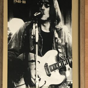 Glass Framed Memorial Mirror – 1980s John Lennon Tribute with Guitar