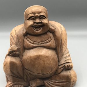 Hand-Carved Wooden Buddha Figure – Mid 20th Century Folk Art