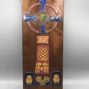 Enamel on Copper Celtic Cross Panel – Irish Studio Work by Dr M Island