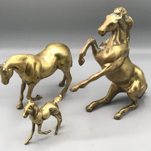 Vintage Brass Horse Sculptures – Mid-Century Moradabad India Equestrian Décor