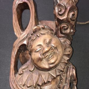 Chinese Export Carved Wood Lamp – Republic Period Fisher with Carp
