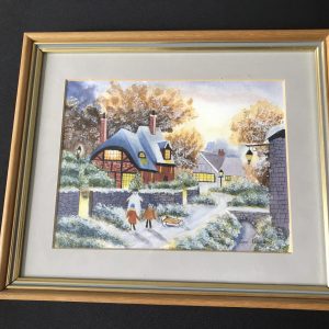 English Snow Scene Watercolour – signed ‘Tom Menard’