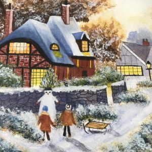 English Snow Scene Watercolour – signed ‘Tom Menard’