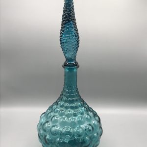 Blown Glass Decanter Bottle – Mid-Century Empoli Hobnail Style