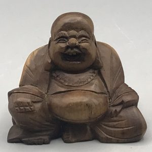 Antique Chinese Hardwood Buddha Figure – Hand-Carved Budai, 20th Century