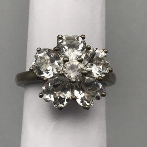 Sterling Silver Cluster Ring with Clear Petal Stones – TGGC Maker