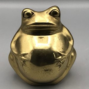 Vintage Brass Frog Money Box – Original Patina Coin Bank