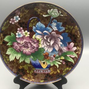 Cloisonné Enamel Plate, 20th Century Chinese – Floral Bouquet Design