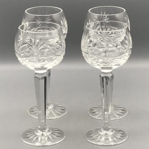 Vintage Hand Cut Crystal Hock Glasses – Set of Four