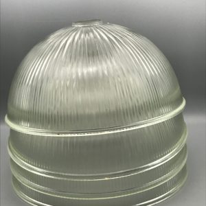 Holophane Style Ribbed Glass Industrial Light Shade Group of 4