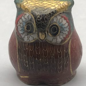 Vintage Chinese Cloisonné Owl Figurine – Enamel on Brass Collectable