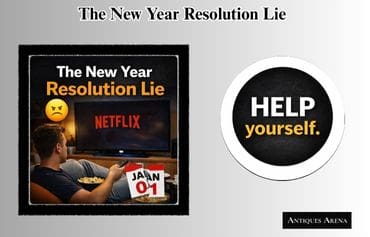 Thumbnail showing “The New Year Resolution Lie” alongside a circular “HELP yourself.” graphic, representing personal responsibility, focus, and rejecting comfort and distraction
