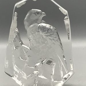 Swedish Crystal Paperweight Falcon by Mats Jonasson