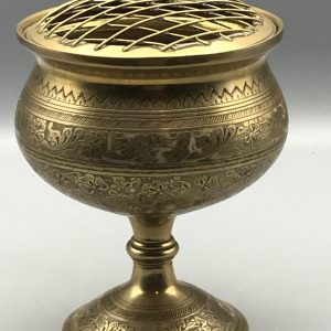 Antique Brass Rose Bowl With Engraved Floral Decoration India