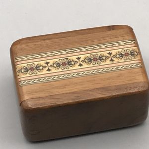 Wooden Inlaid Micro Mosaic Sliding Lid Box Snuff or Ring Box