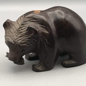 Carved Hardwood Bear Figure in Kibori Kuma Style