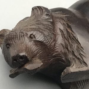 Carved Hardwood Bear Figure in Kibori Kuma Style