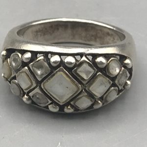 Sterling Silver Gem Set Band Ring Contemporary Design Statement Ring